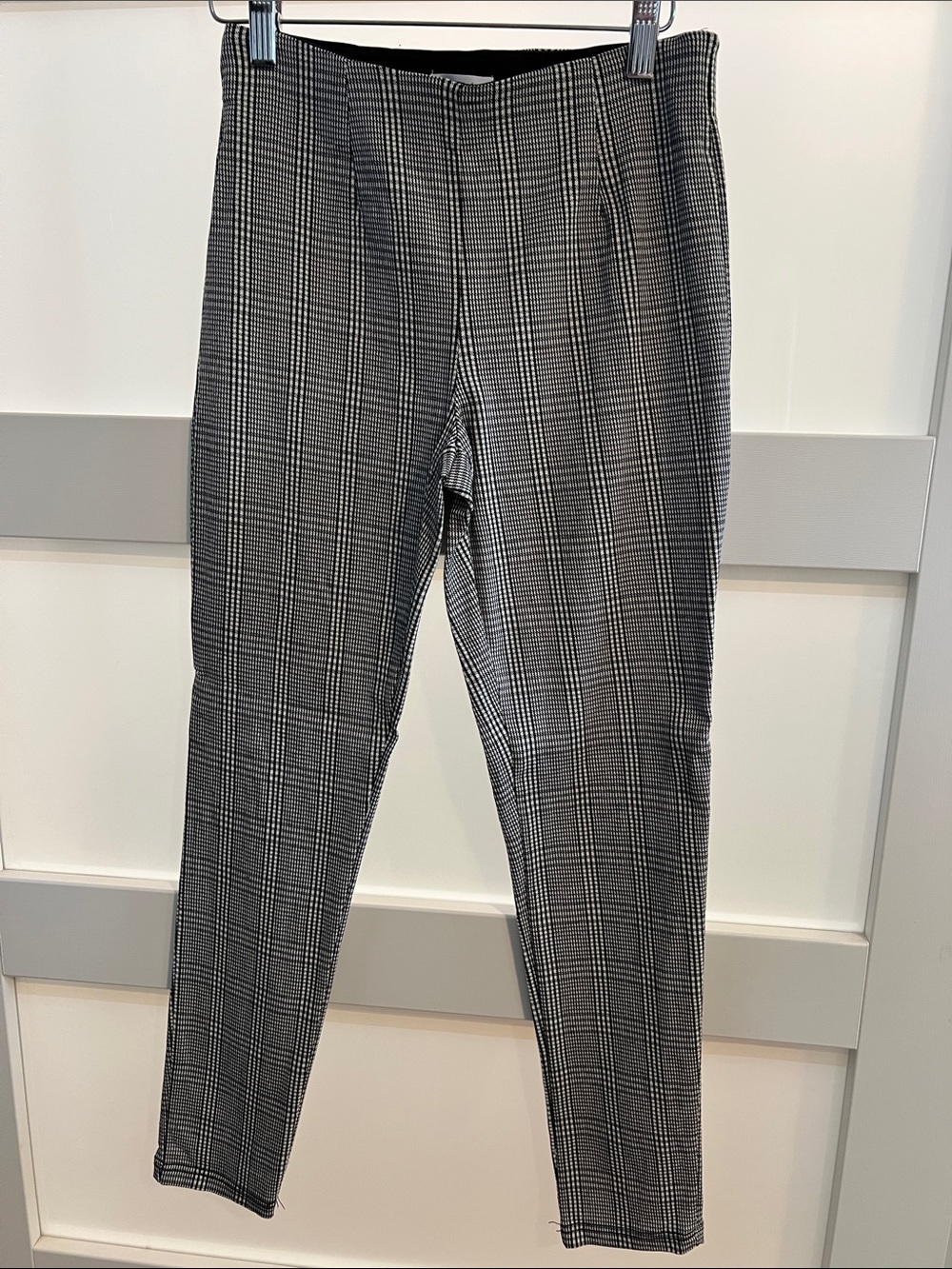 Calvin Klein Black and White Plaid Slim Trousers